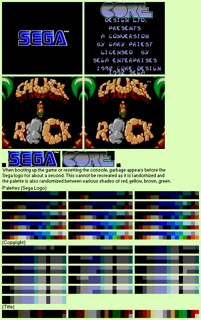 Chuck Rock - Title Screen & Sega Logo