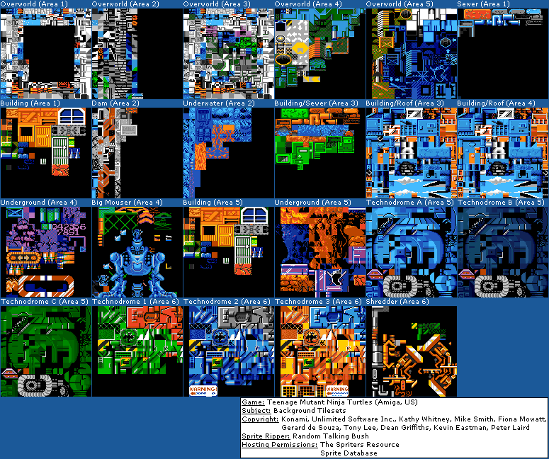 Teenage Mutant Ninja Turtles (USA) - Background Tilesets