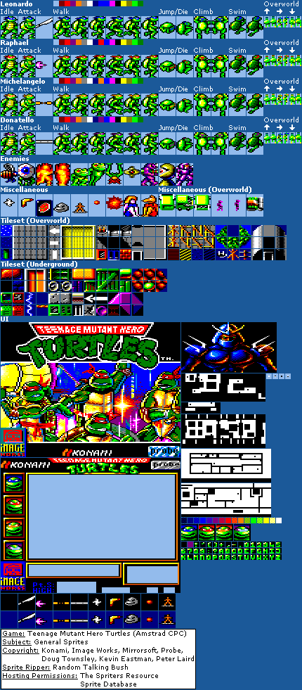 Teenage Mutant Hero Turtles - General Sprites