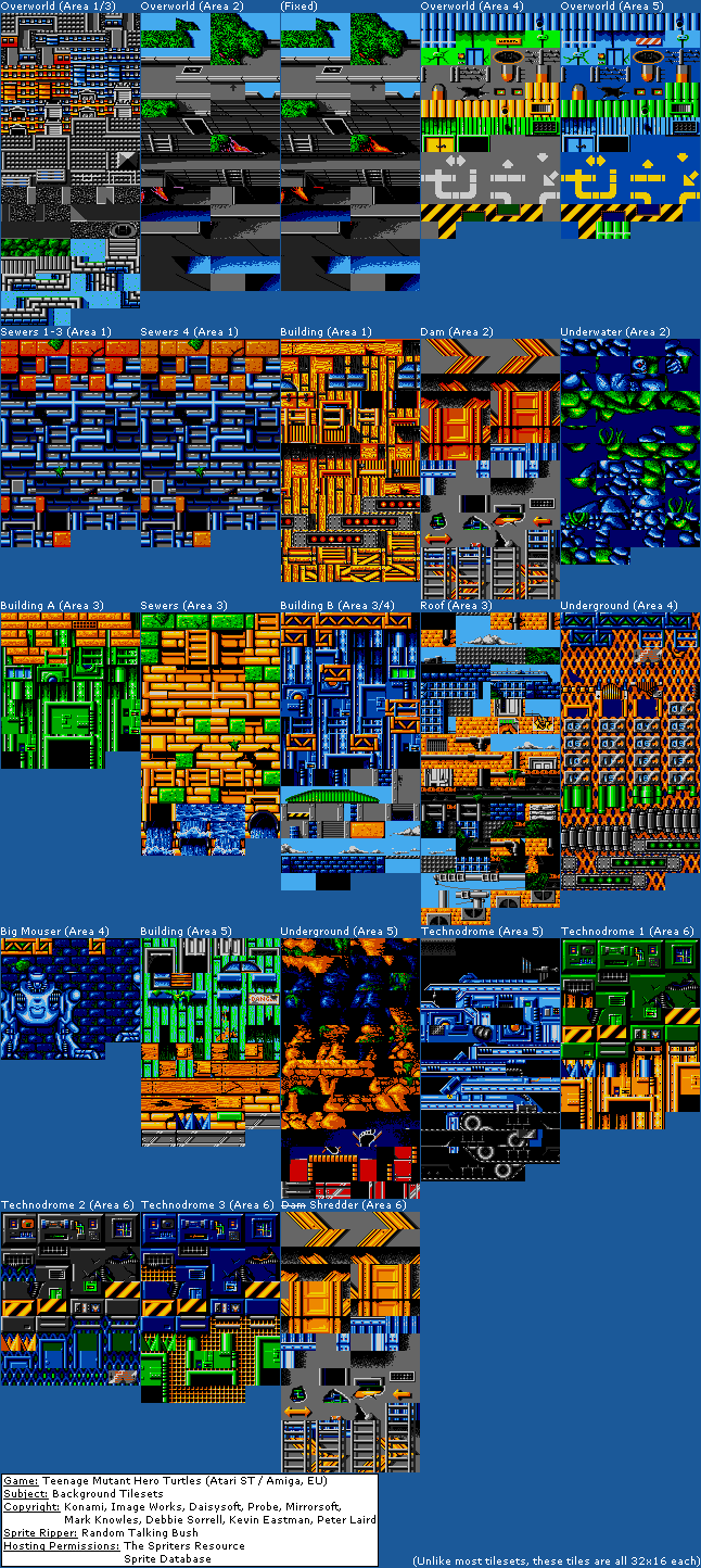 Teenage Mutant Hero Turtles - Background Tilesets