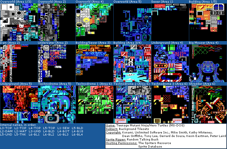 Teenage Mutant Ninja Turtles / Hero Turtles - Background Tilesets