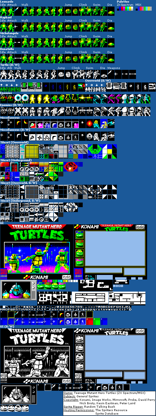 Teenage Mutant Hero Turtles - General Sprites