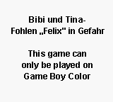 Bibi und Tina: Fohlen Felix in Gefahr (GER) - Game Boy Error Message