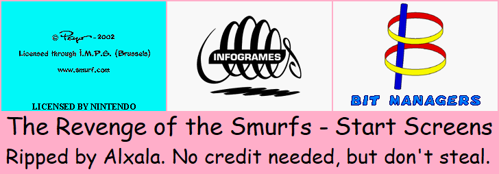 The Revenge of the Smurfs - Start Screens