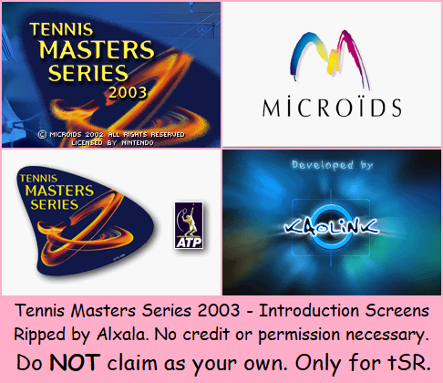 Tennis Masters Series 2003 - Introduction Screens