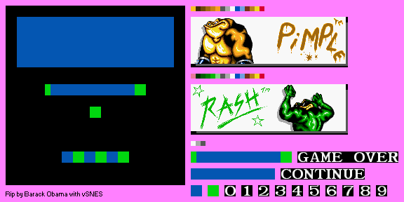 Battletoads in Battlemaniacs - Continue & Game Over Screen