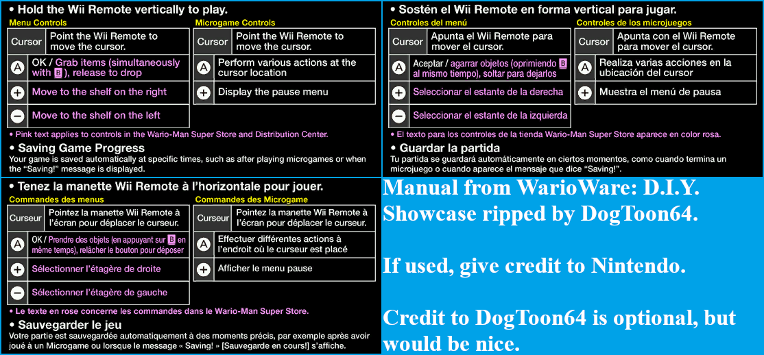 WarioWare: D.I.Y. Showcase - Manual