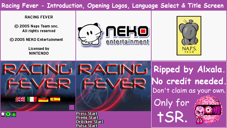 Racing Fever - Introduction, Opening Logos, Language Select & Title Screen