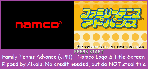 Family Tennis Advance (JPN) - Namco Logo & Title Screen