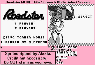 Roadster (JPN) - Title Screen & Mode Select Screen