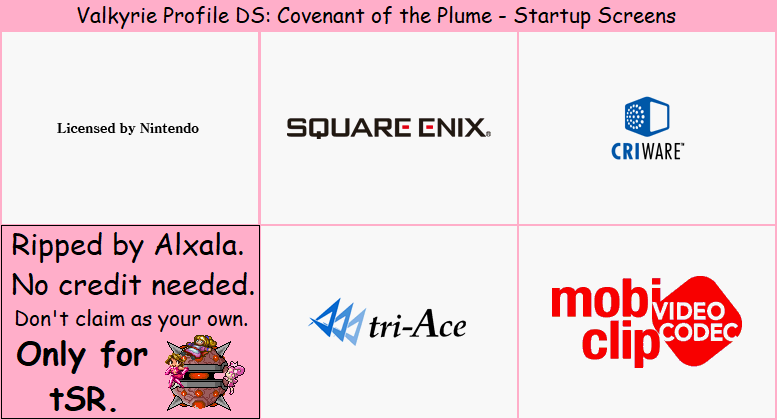 Valkyrie Profile DS: Covenant of the Plume - Startup Screens