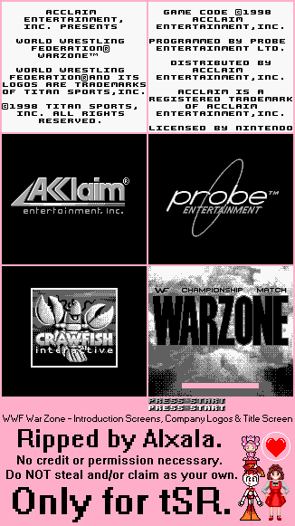 WWF War Zone - Introduction Screens, Company Logos & Title Screen