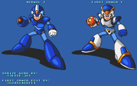 Megaman X (Cover Art Pose, SNES Style)