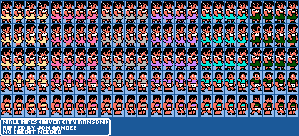 River City Ransom / Street Gangs - Mall NPCs