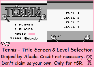 Tennis - Title Screen & Level Selection
