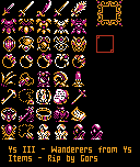 Ys III - Wanderers from Ys (JPN) - Items