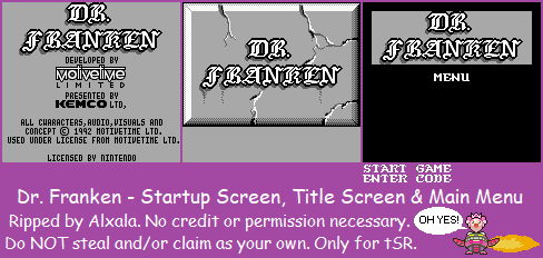 Dr. Franken - Startup Screen, Title Screen & Main Menu