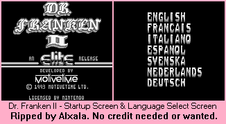 Dr. Franken II - Startup Screen & Language Select Screen
