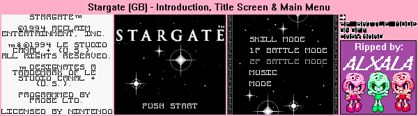 Stargate (GB) - Introduction, Title Screen & Main Menu