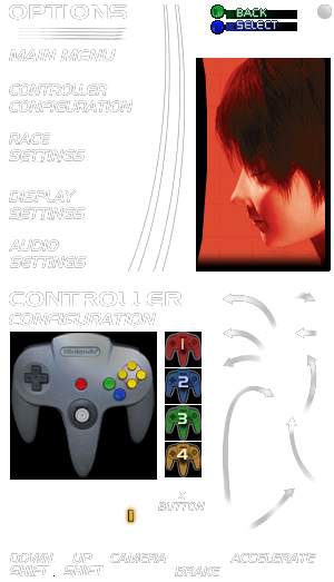 Ridge Racer 64 - Main & Controller Options Menus