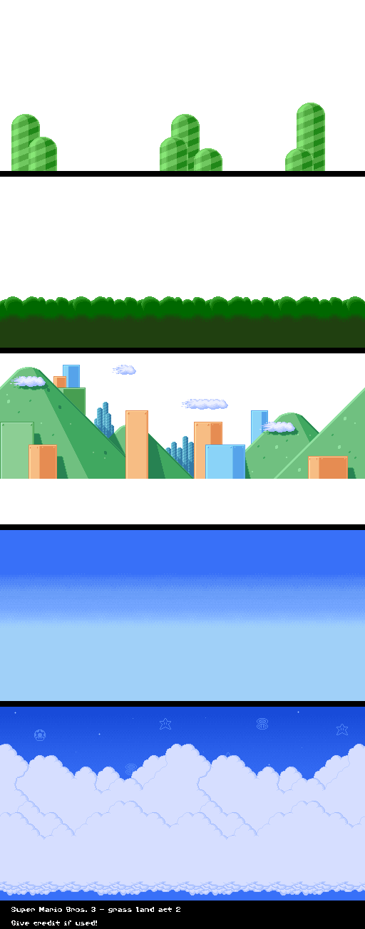 Mario Customs - Grasslands Backgrounds (SMB3 SNES-Style)