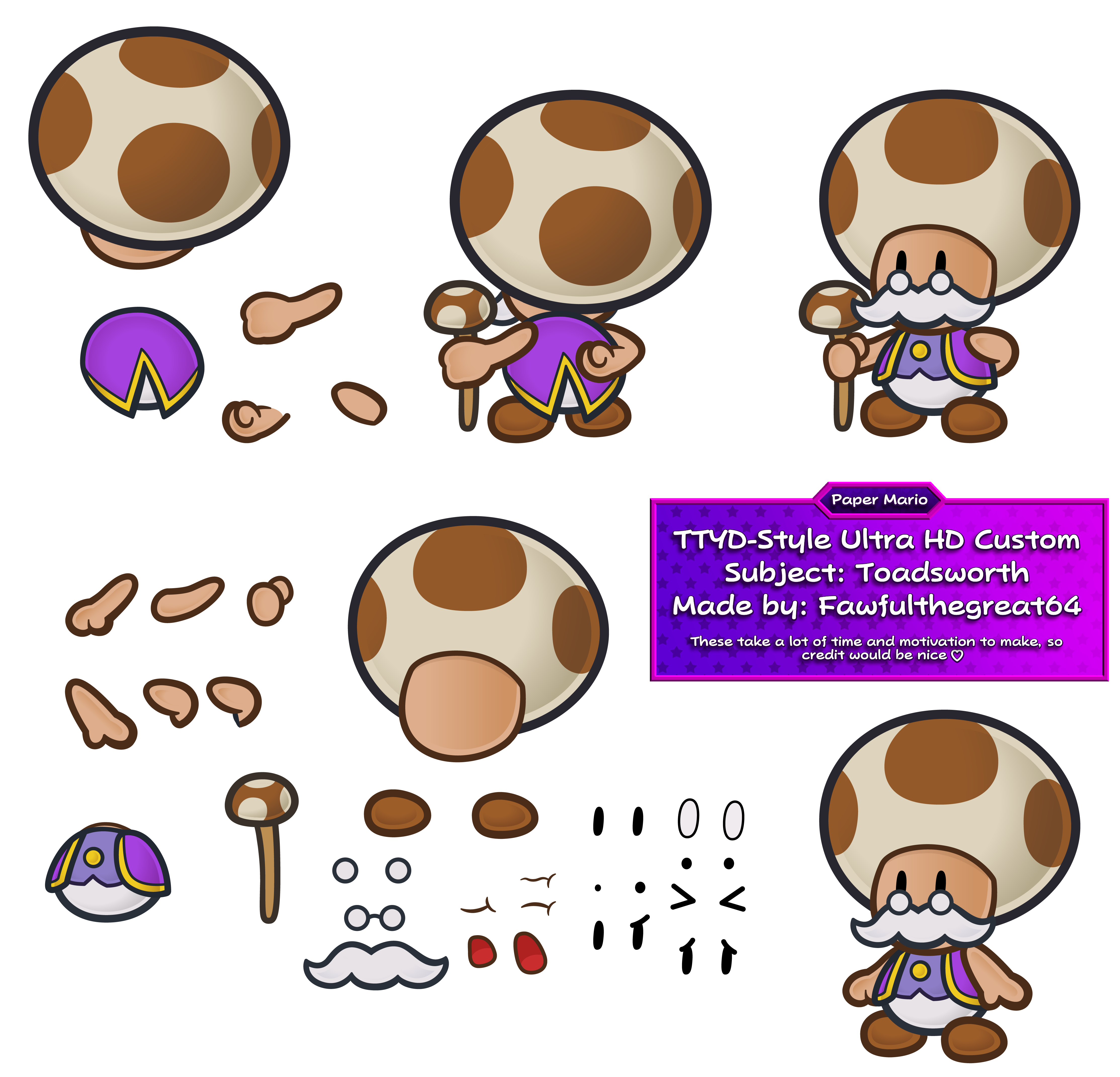 Mario Customs - Toadsworth (TTYD Style, HD)