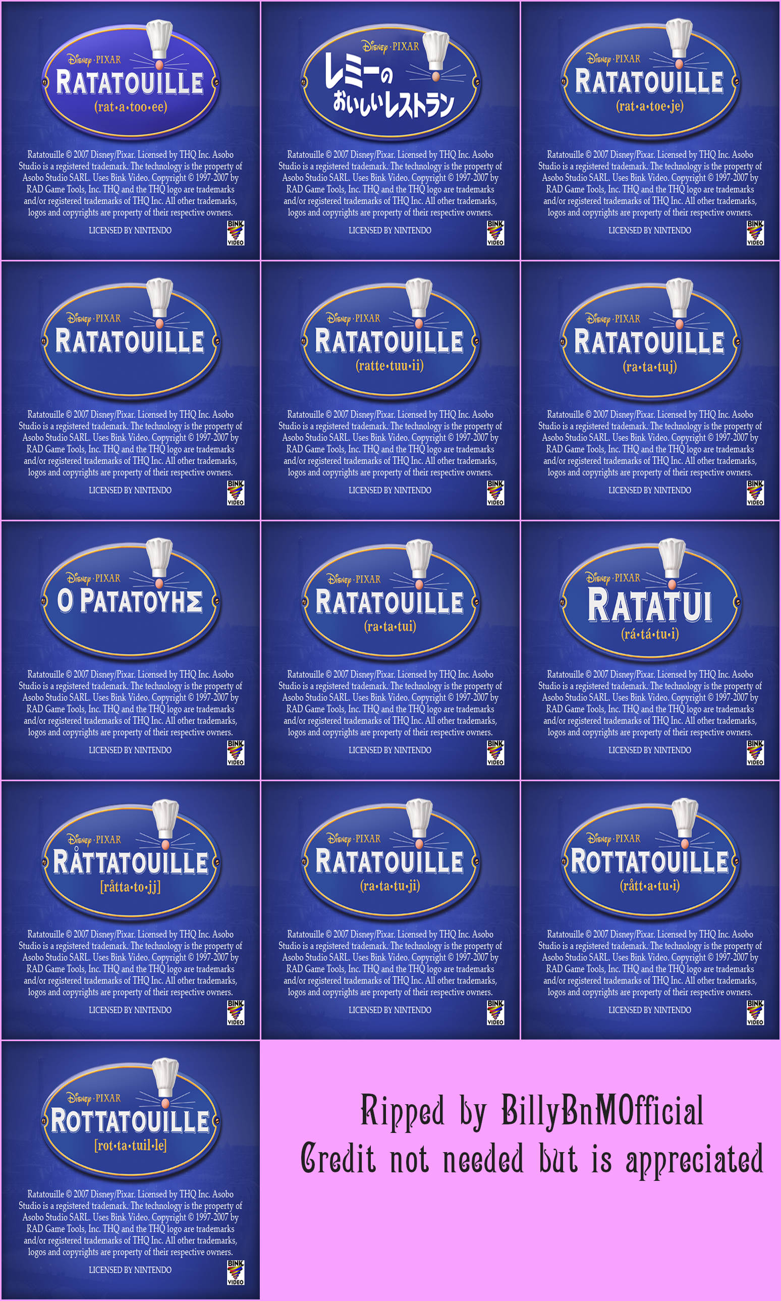 Ratatouille - Copyright Screen