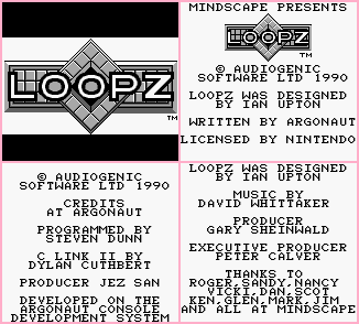 Loopz - Game Title, Startup Screen & Credits
