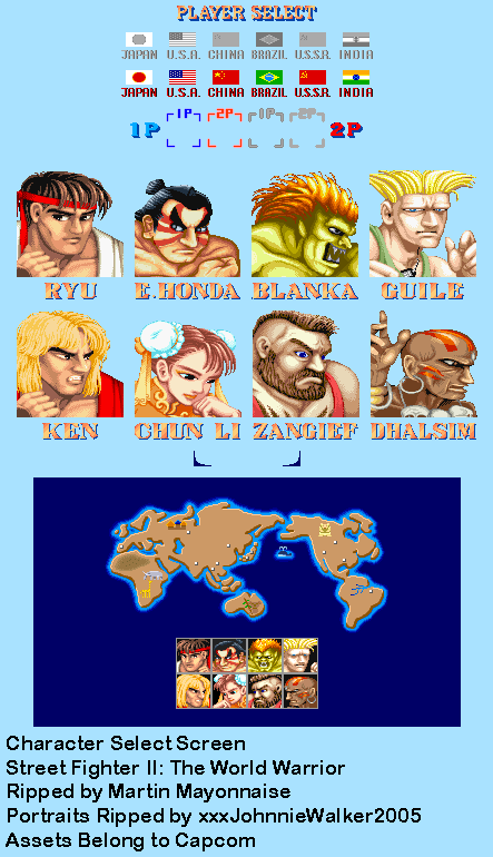 Street Fighter 2 / Super Street Fighter 2 - Character Select (World Warrior)