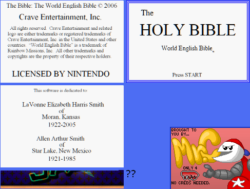 The Holy Bible: World English Bible (Prototype) - Title Screen & Legal Screen