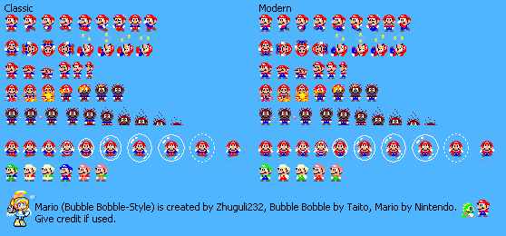 Mario Customs - Mario (Bubble Bobble-Style)