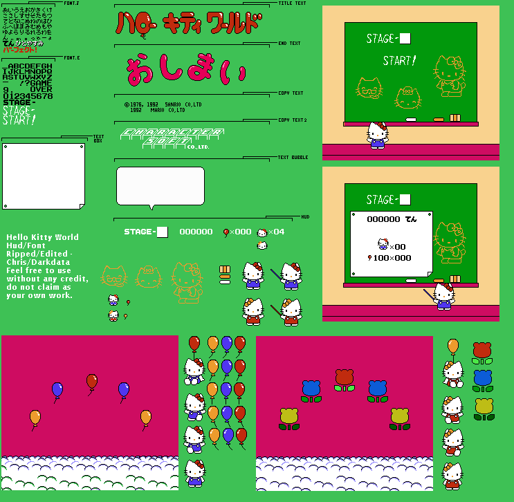 Hello Kitty World (JPN) - Font/HUD