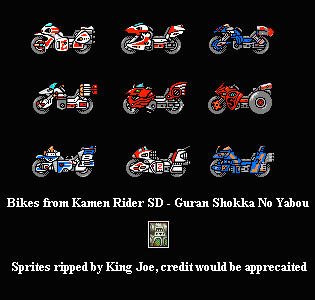Kamen Rider SD: Guran Shokka no Yabou (JPN) - Bikes