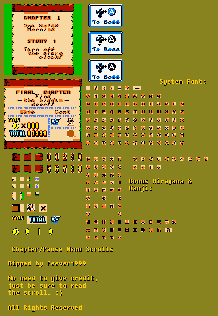 Chapter & Pause Menu / Font