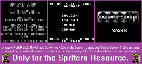 Copyright Screen, Language Select Screen & Ocean Logo