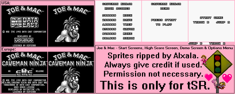 Start Screens, High Score Screen, Demo Screen & Options Menu