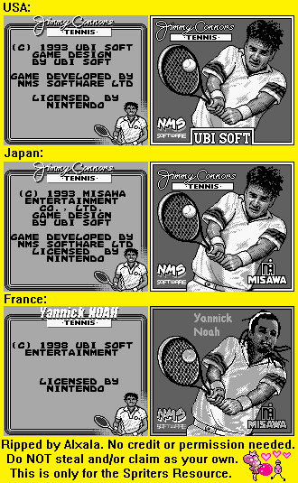 Jimmy Connors Tennis / Jimmy Connors no Pro Tennis Tour / Yannick Noah Tennis - Introduction & Title Screen