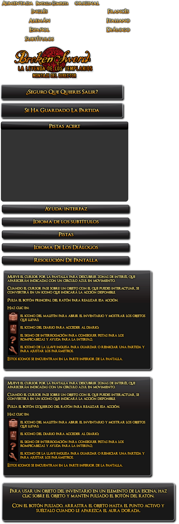Broken Sword: Director's Cut - Miscellaneous Elements ES