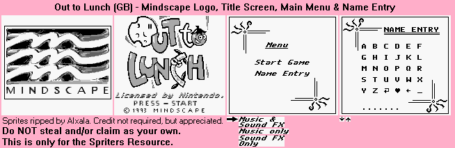 Mindscape Logo, Title Screen, Main Menu & Name Entry