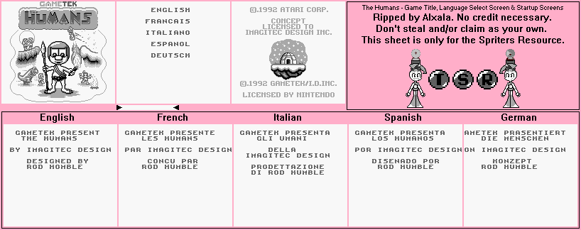 Game Title, Language Select Screen & Startup Screens