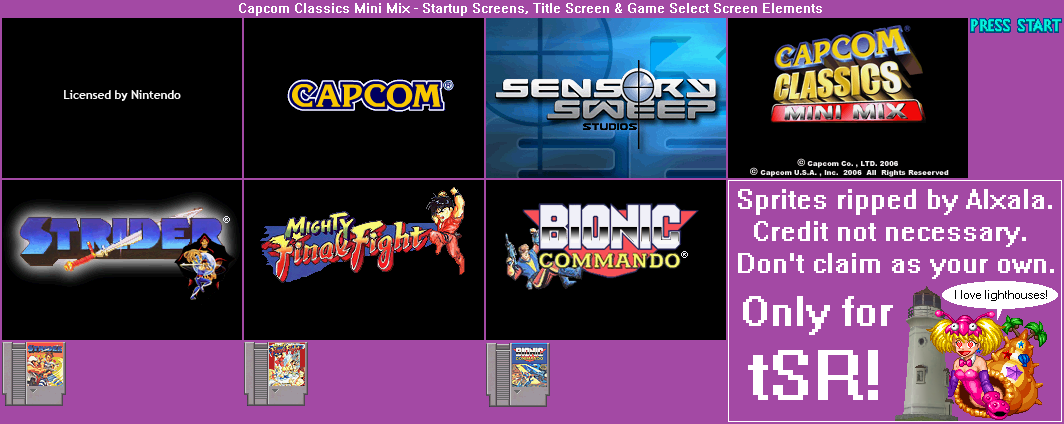 Startup Screens, Title Screen & Game Select Screen Elements