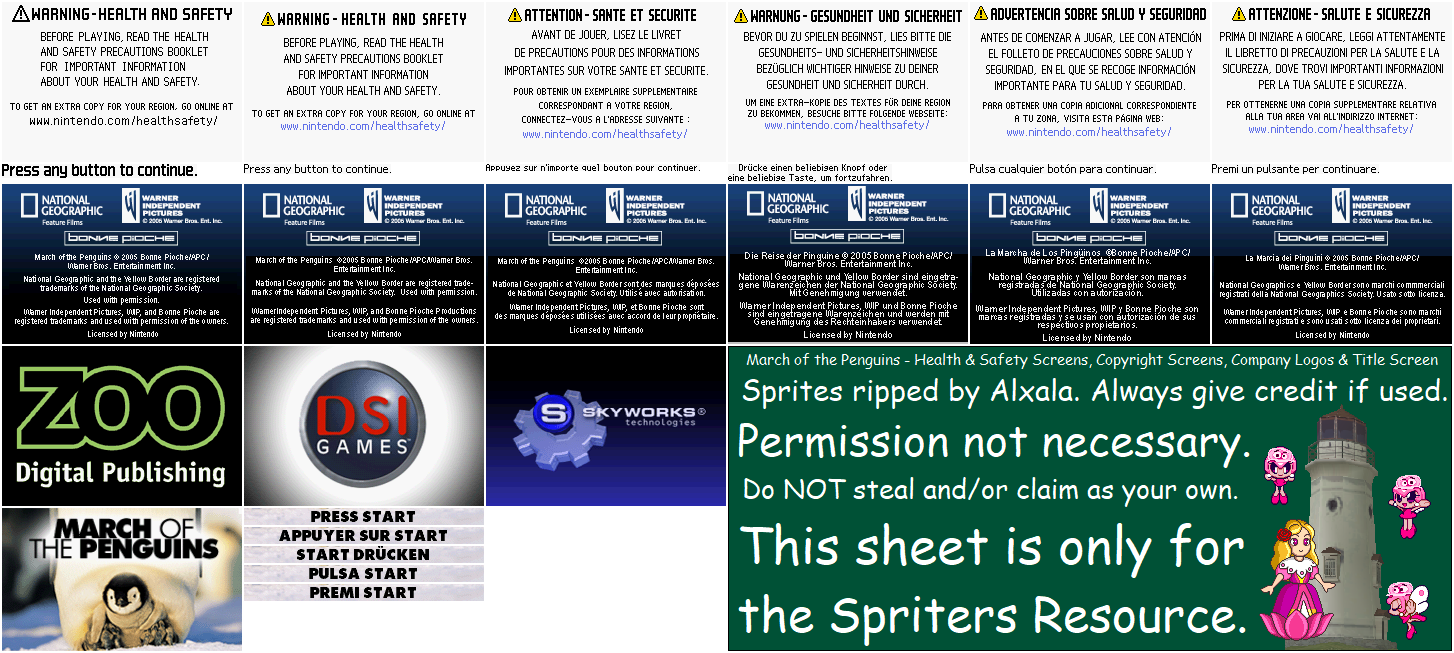 Health & Safety Screens, Copyright Screens, Company Logos & Title Screen