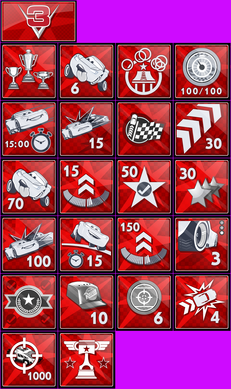 Cars 3: Driven to Win - Trophy Banner & Icons