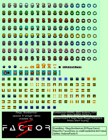 Mega Bomberman (8 Player Demo) - General Sprites