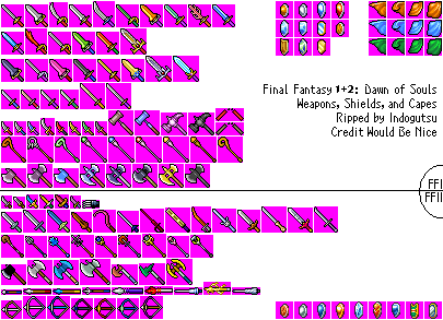 Final Fantasy 2: Dawn of Souls - Weapons and Shields