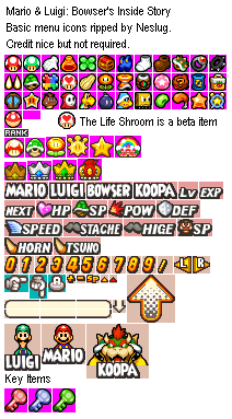 Mario & Luigi: Bowser's Inside Story - Basic Menu Icons