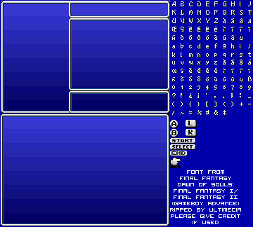 Final Fantasy 2: Dawn of Souls - Font and Menu