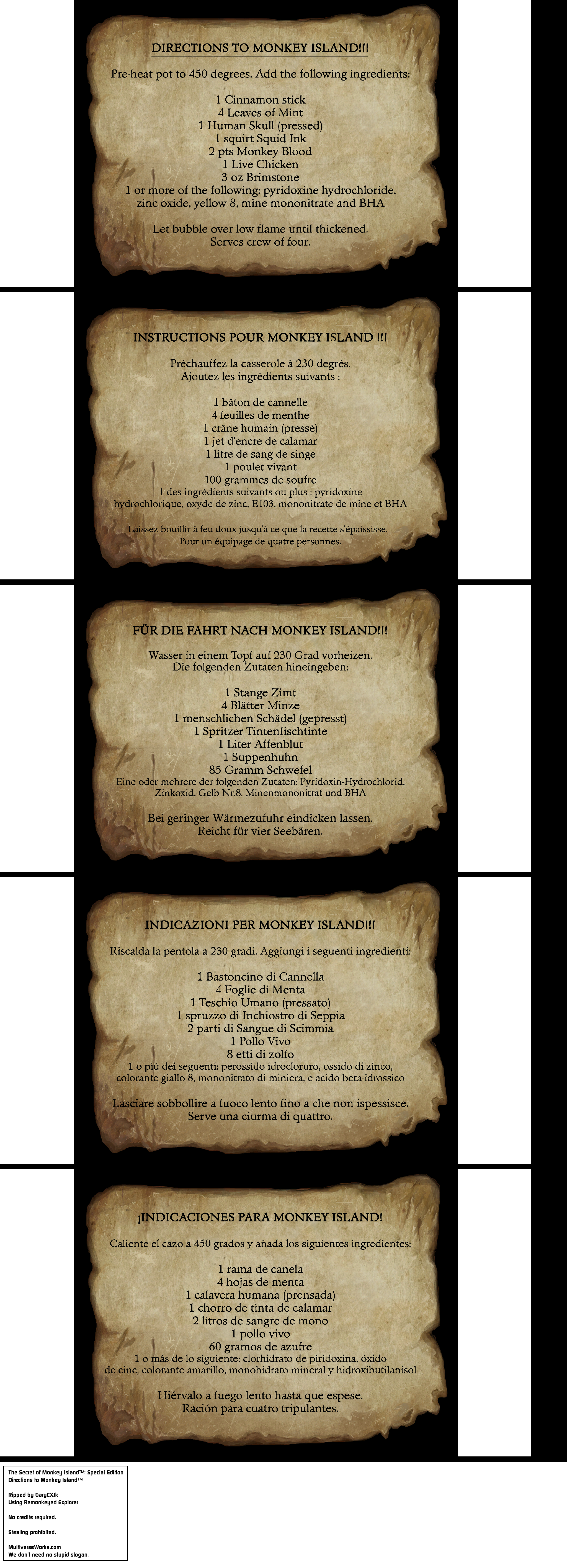 The Secret of Monkey Island: Special Edition - Recipe