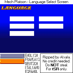 Language Select Screen