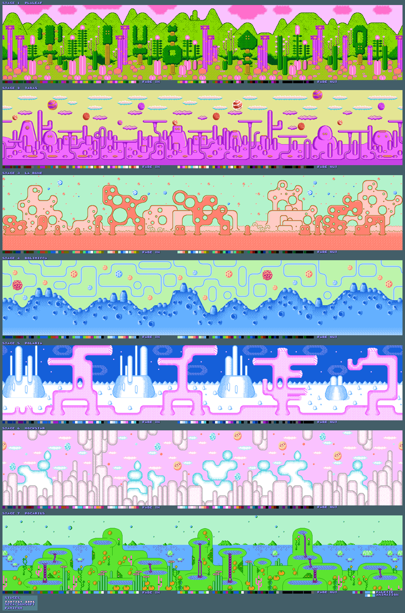 Fantasy Zone (Sunsoft) (JPN) - Stages